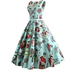 Frida Kahlo print swing dress